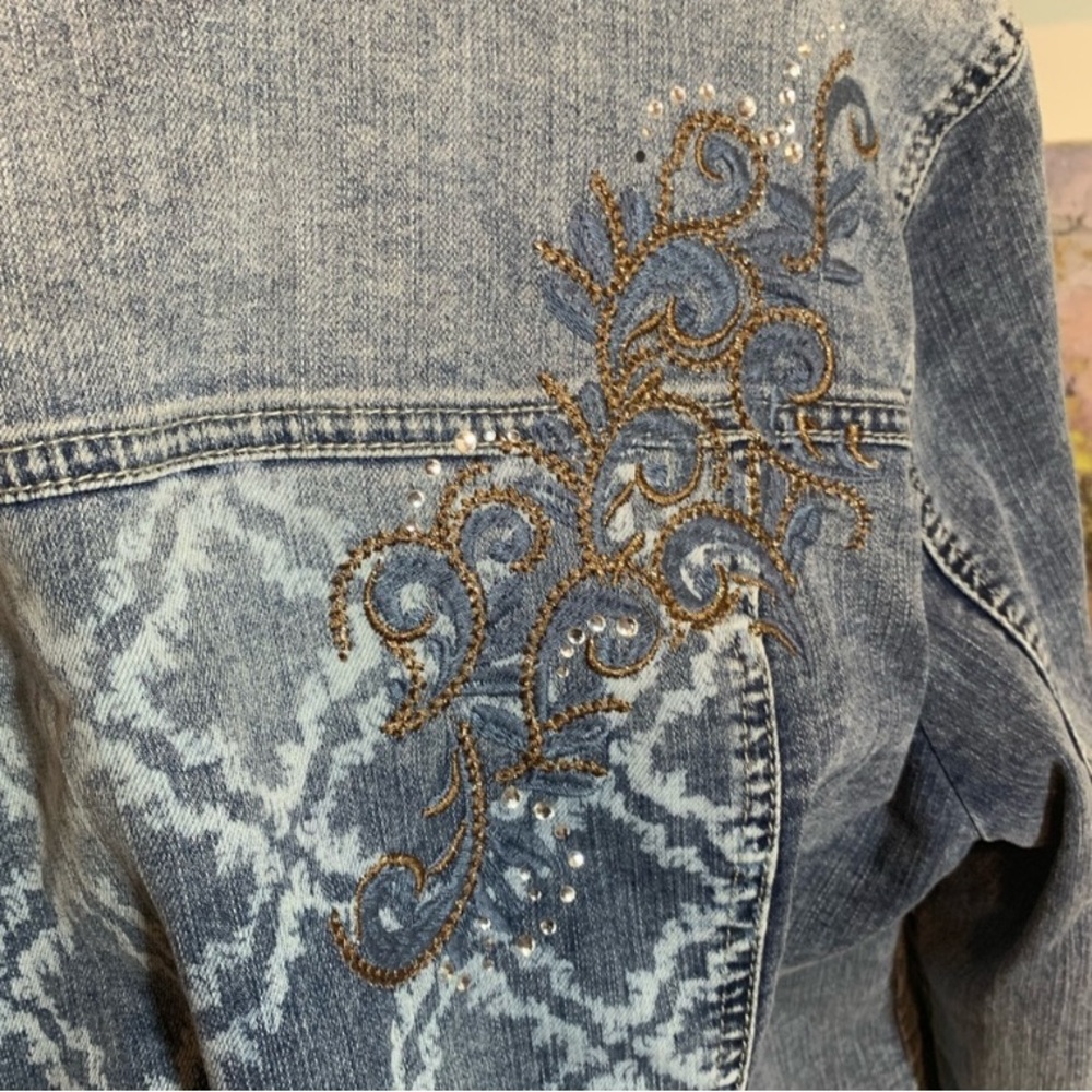 PLATINUM CHICO’S RARE Jean Jacket size 3 - Picture 3 of 7